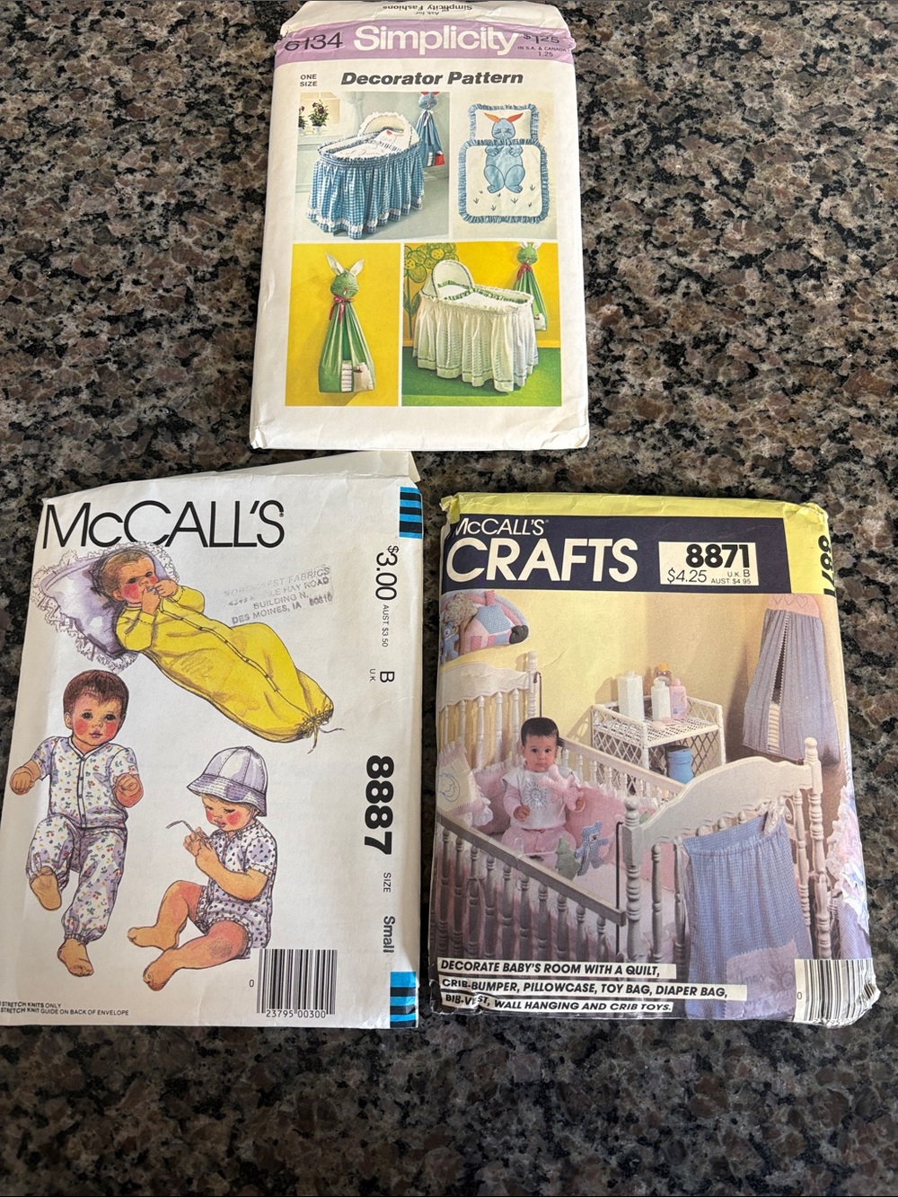 Vintage Nursery Sewing Pattern set of 3 Blue and White McCALL'S & Simplicity